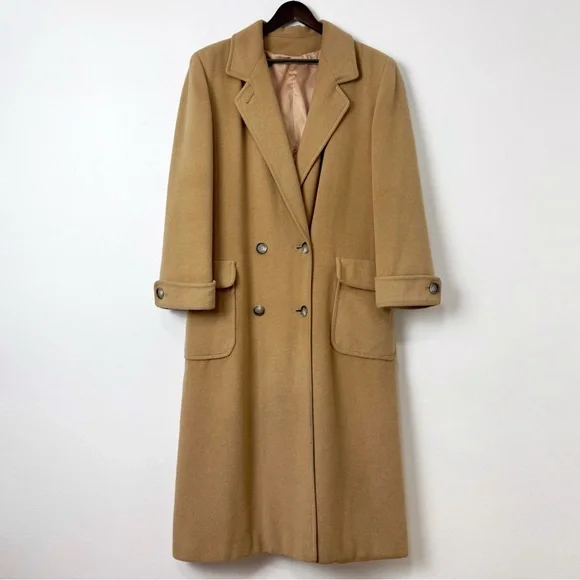 Vintage Camel Hair Coat Neimans Marcus Maxi Coat Tan Long 80s 90s Classic - Picture 4 of 14